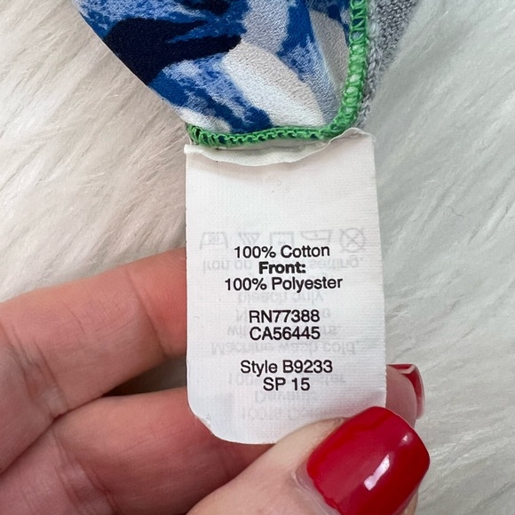 J. Crew Green and Blue Floral Short Sleeve Top - Picture 5 of 5